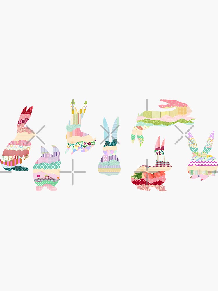 Thumbnail 3 of 3, Sticker, Spring Birthday Cake Easter Bunny Rabbits designed and sold by tinaschofield.