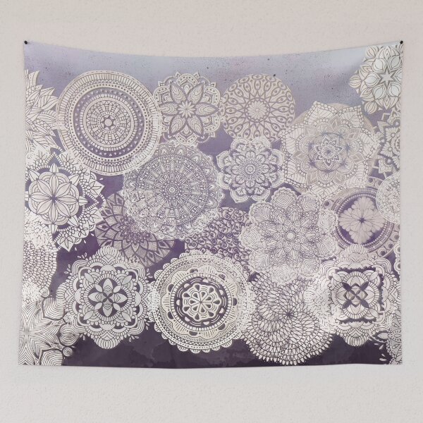 Item preview, White Painted Mandala lacework on Violet designed and sold by NoaaDesign.