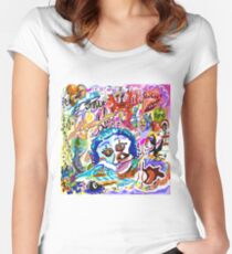 Clown multi collage, mermaid, spaceship Women's Fitted Scoop T-Shirt