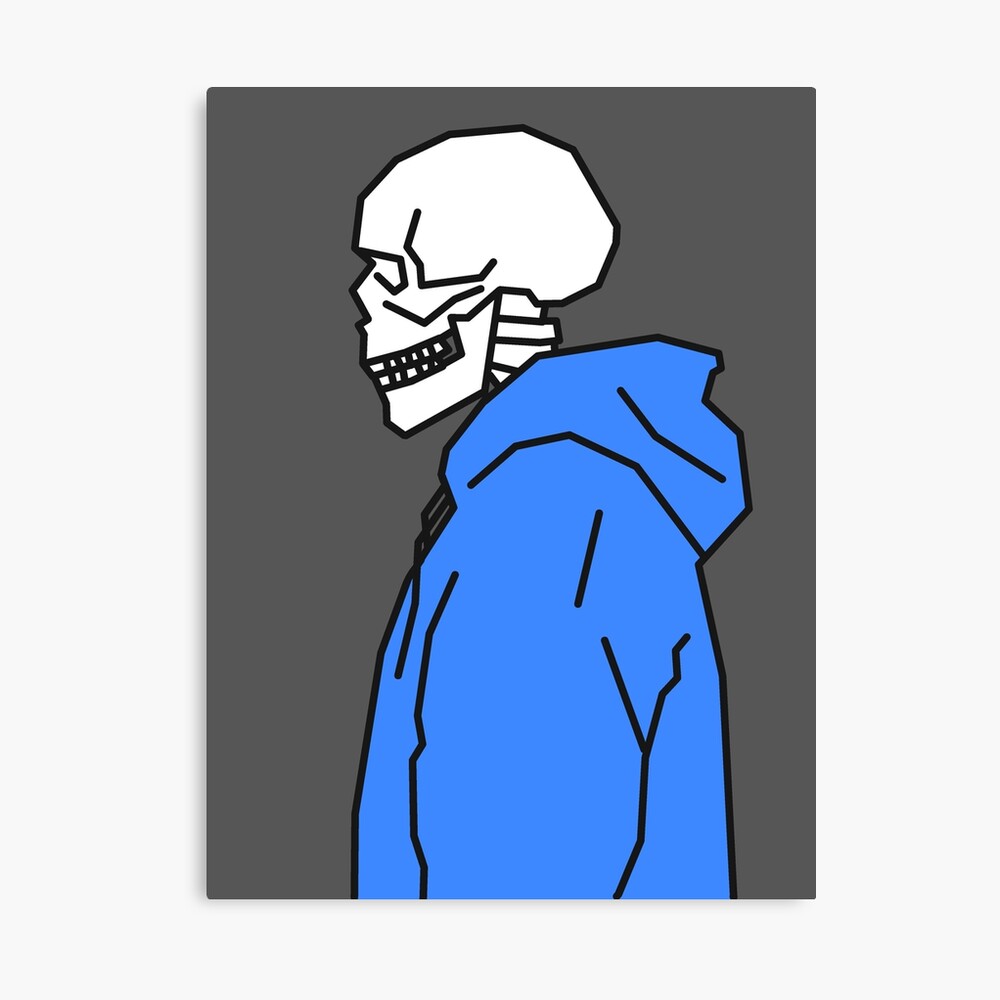 skeleton with blue hoodie