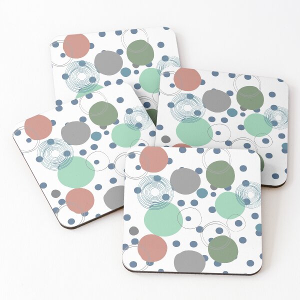 Item preview, dots,circles,spheres,concentric circles used,repeating pattern,simple spherical design,maroon,gray,green,torquise,blue and black colours used designed and sold by Urban Binge.