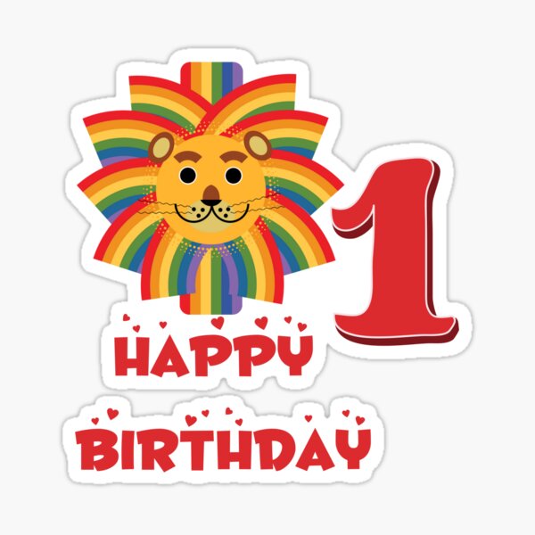 Happy birthday lion age 1 Sticker