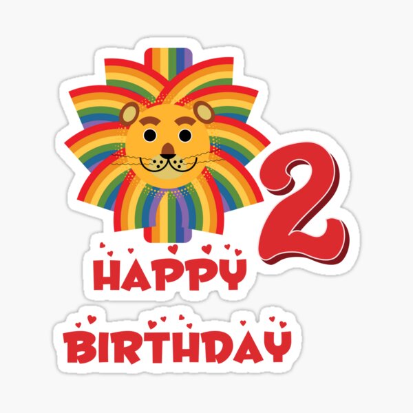 Happy birthday lion age 2 Sticker
