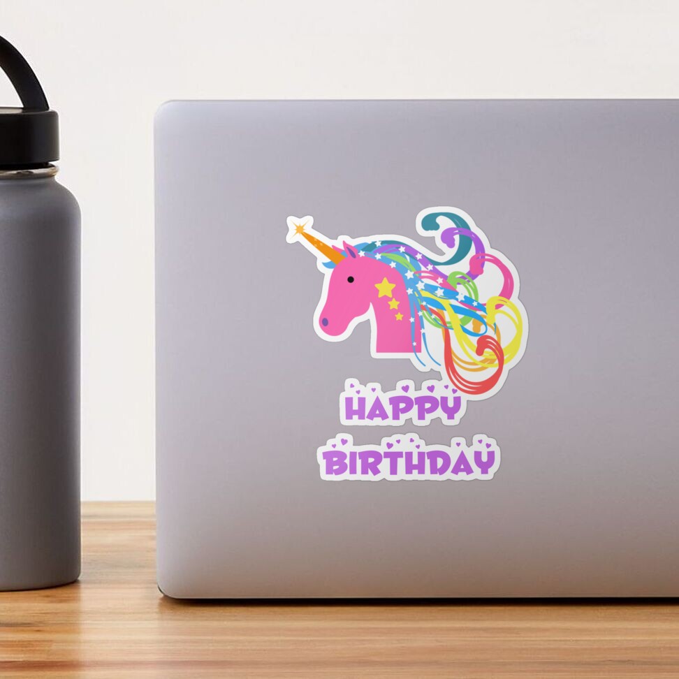 Happy birthday Unicorn Sticker