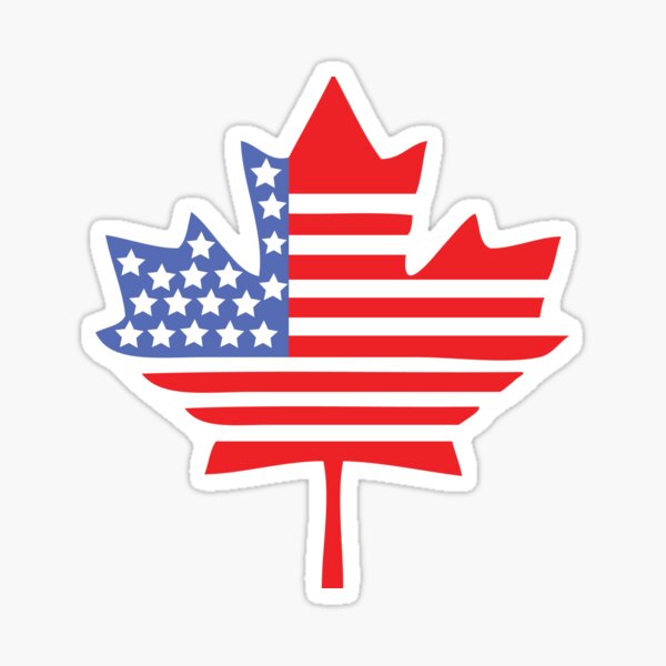 Canadian American Leaf Flag - Patriotism / Independence Day / Canada Day Sticker