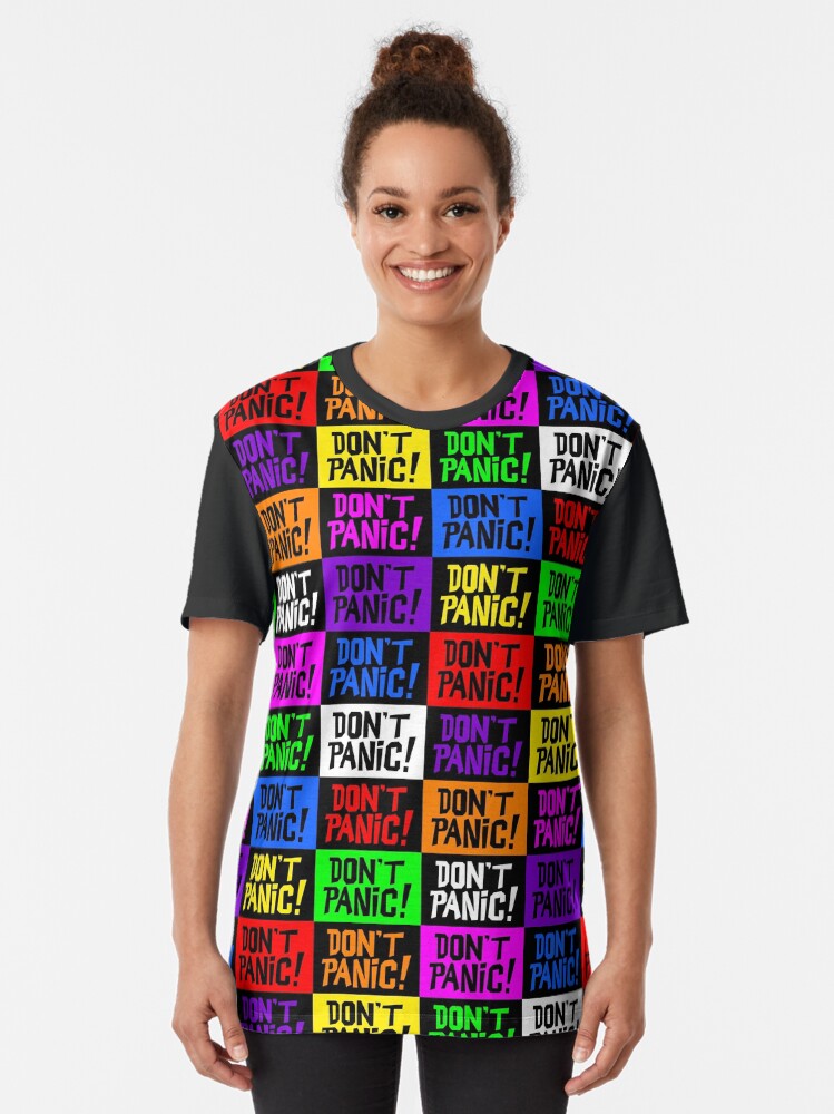Thumbnail 2 of 5, Graphic T-Shirt, NDVH Don't Panic - Multicoloured H2G2 designed and sold by nikhorne.