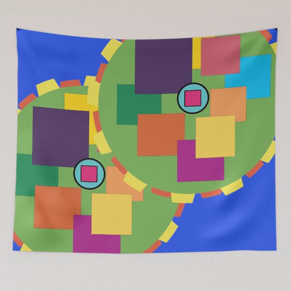 Item preview, Fun, colorful cogwheels design. Multicolored squares and circles. Original artwork in modern, bright colors. designed and sold by innerspectrum.