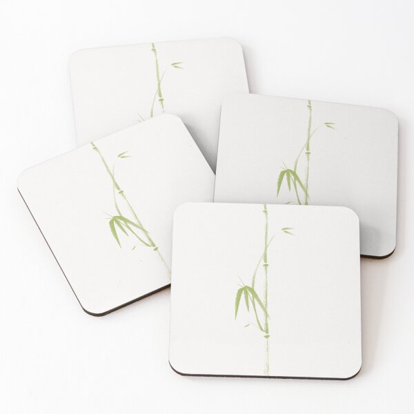 Item preview, Minimalistic light green bamboo branch with leaves sumi-e illustration on beige art print designed and sold by AwenArtPrints.