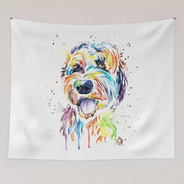 Item preview, Goldendoodle - Colorful Watercolor Pet Portrait Painting designed and sold by Lisa Whitehouse.