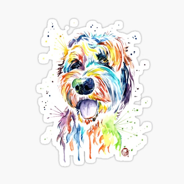 Item preview, Goldendoodle - Colorful Watercolor Pet Portrait Painting designed and sold by Lisa Whitehouse.