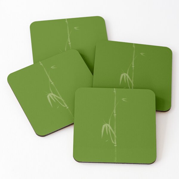 Item preview, Minimalistic bamboo branch with leaves oriental design in natural green colors art print designed and sold by AwenArtPrints.