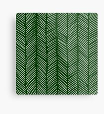Forest Green Herringbone Drawing Metal Print