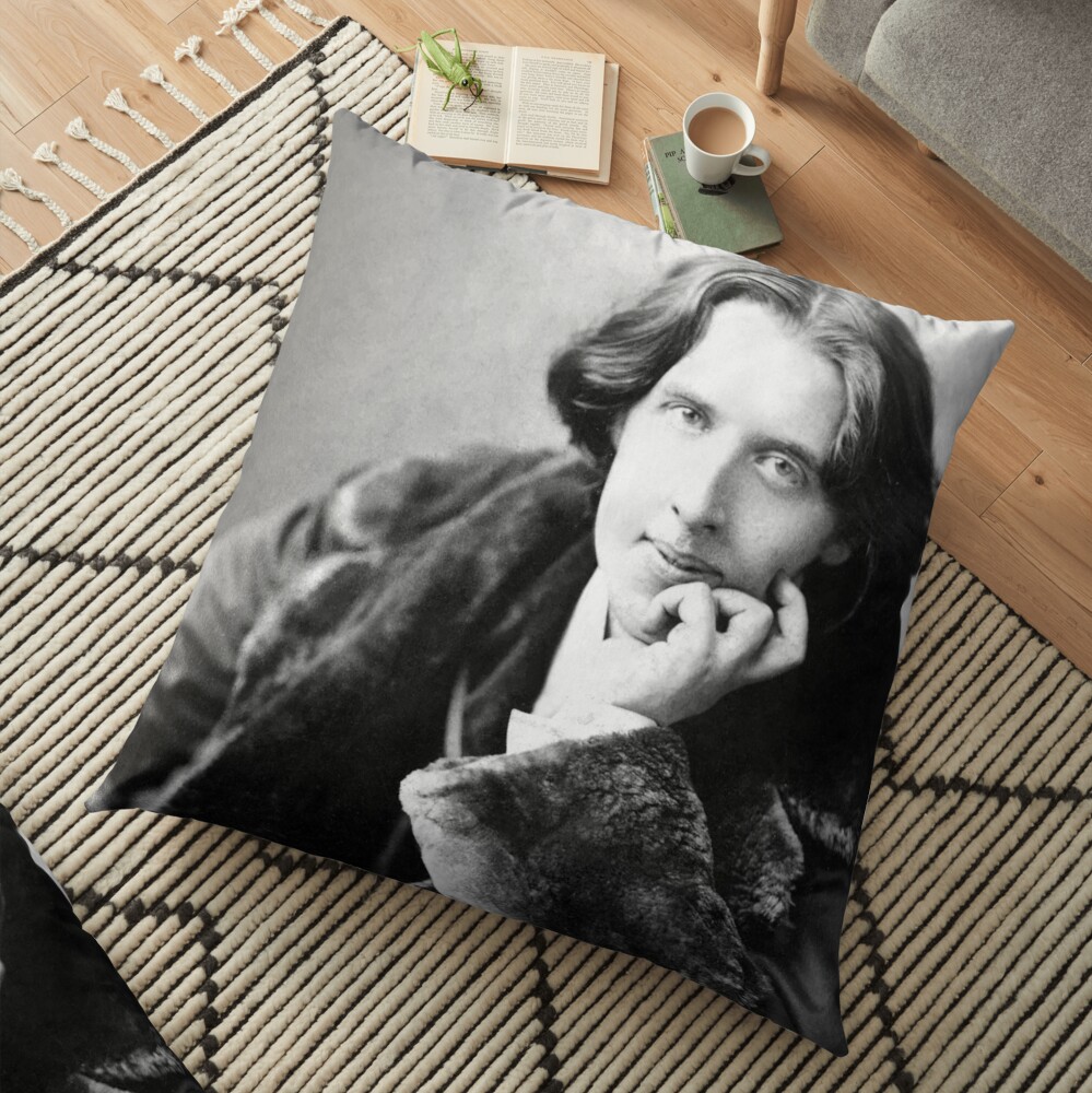 Oscar Wilde Black and White Floor Pillow