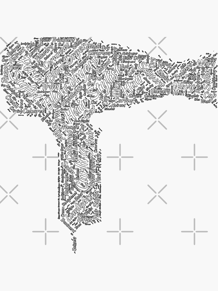 "Hairstylist TShirt Salon Blow Dryer WORD Terms" Sticker for Sale by