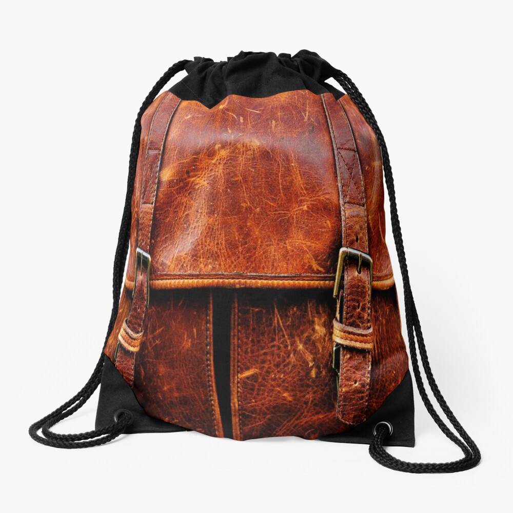 LEATHER Drawstring Bag