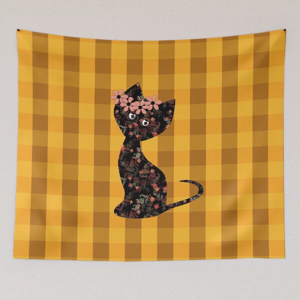 Item preview, Yellow plaid, cat designed and sold by fuzzyfox.