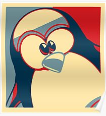 Linux Tux Obama poster red blue Poster
