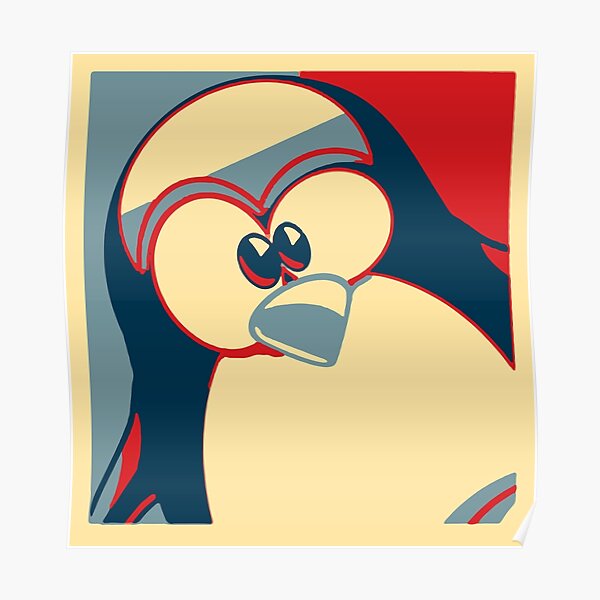 Linux Tux Obama poster red blue Poster