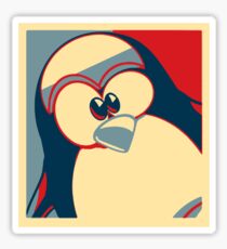 Linux Tux Obama poster red blue Sticker
