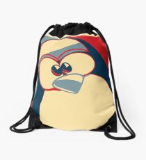 Linux Tux Obama poster red blue Drawstring Bag