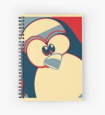 Linux Tux Obama poster red blue Spiral Notebook