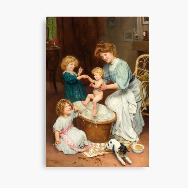 Baby's Bathtime by Arthur John Elsley Canvas Print