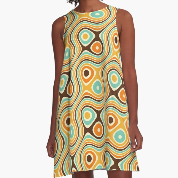 Retro psychedelic pattern A-Line Dress