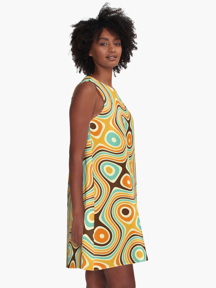 Alternate view of Retro psychedelic pattern A-Line Dress