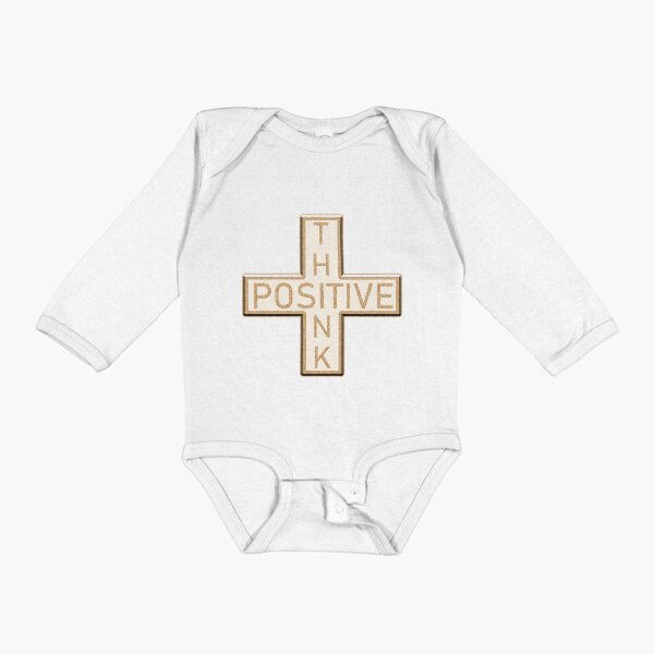The Positive Mathematical sign says Think Positive Long Sleeve Baby One-Piece