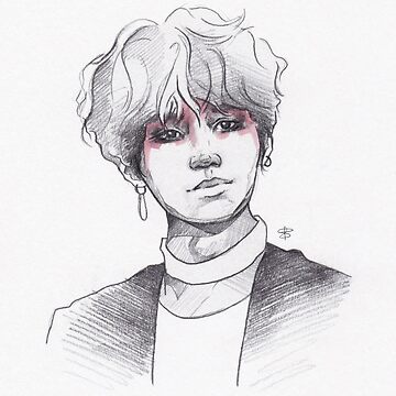 BTS Suga colored pencil drawing, BTS fan art Water Bottle