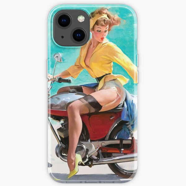 Motorcycle Pinup Girl iPhone Soft Case