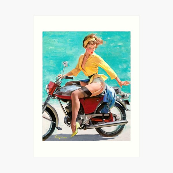 Motorcycle Pinup Girl Art Print