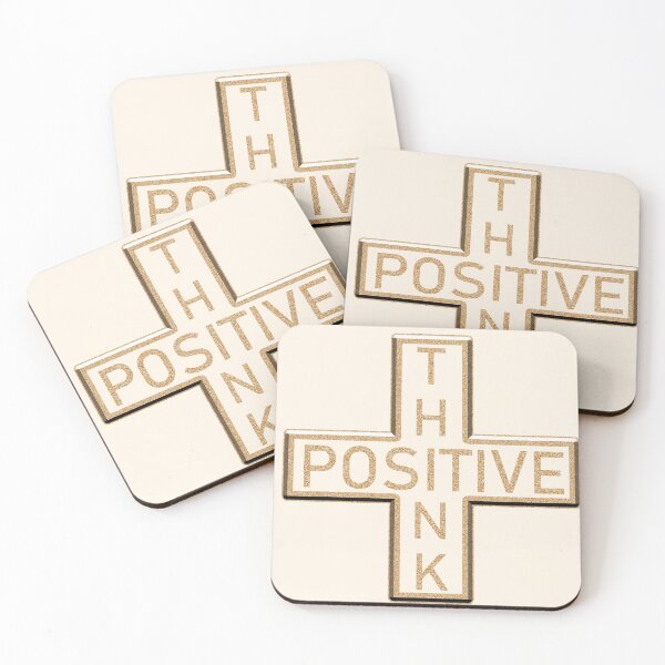 The Positive Mathematical sign says Think Positive Coasters (Set of 4)