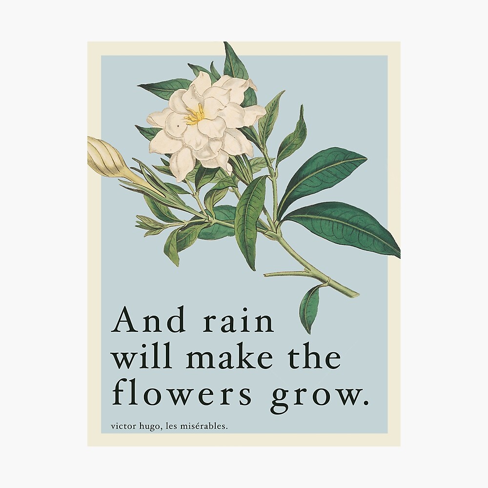 Poster La Pluie Fera Pousser Les Fleurs Citation Les Miserables Par Skylarjstephens Redbubble