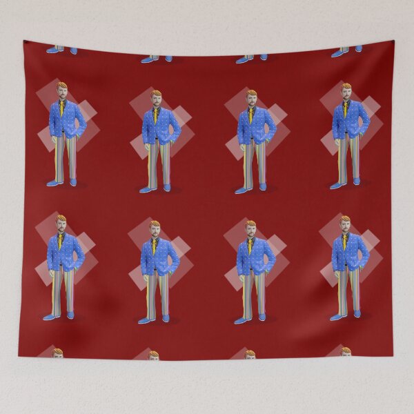 Item preview, Young Bearded Man in a Psychedelic shirt and Blue Spotted Jacket designed and sold by KALEIDOSCOPE UK.