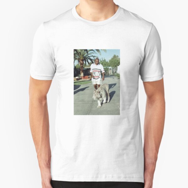 Mike Tyson walking his tiger on a lead Slim Fit T-Shirt