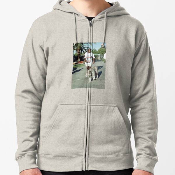 Mike Tyson walking his tiger on a lead Zipped Hoodie