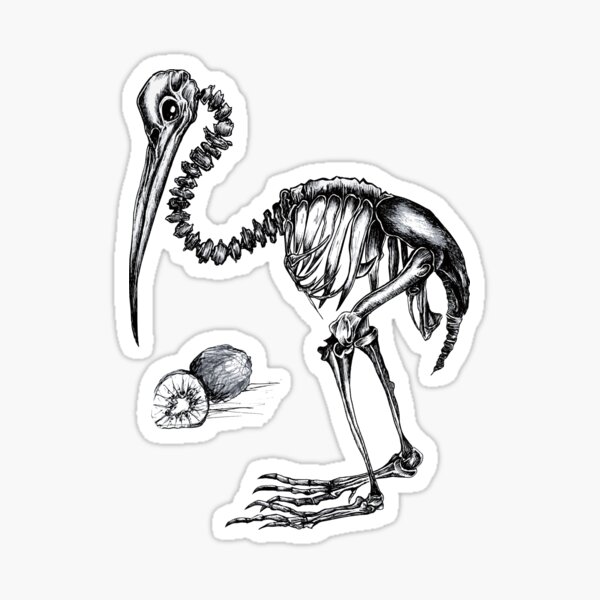 Bone animals: Kiwi, Absurd Art Sticker