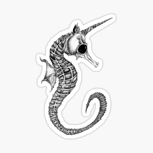 Bone animals: seahorse, absurd art Sticker