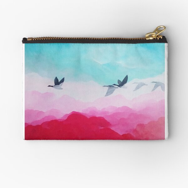 Geese in pink sky Zipper Pouch