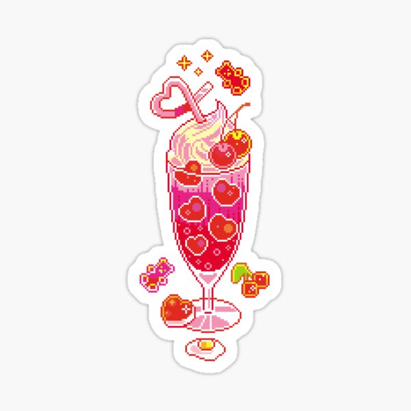 Item preview, pixel cherry fizzy drink  designed and sold by pixelins.