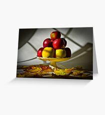 Fruit bowl with autumn leaves - Print Greeting Card