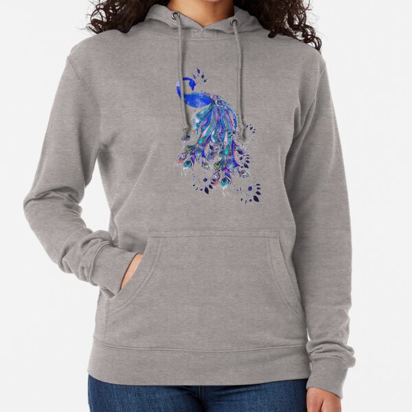 Beautiful blue Peacock design Lightweight Hoodie