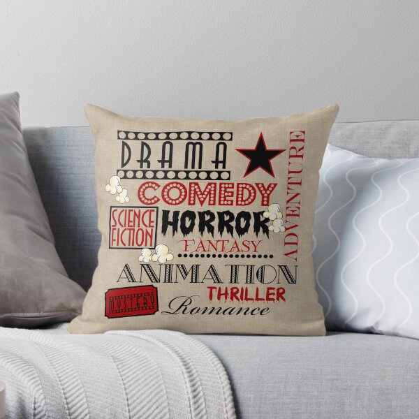 Movie Theater Cinema Movie Genre ticket Pillow-Red Throw Pillow
