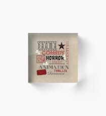 Movie Theater Cinema Movie Genre ticket Pillow-Red Acrylic Block