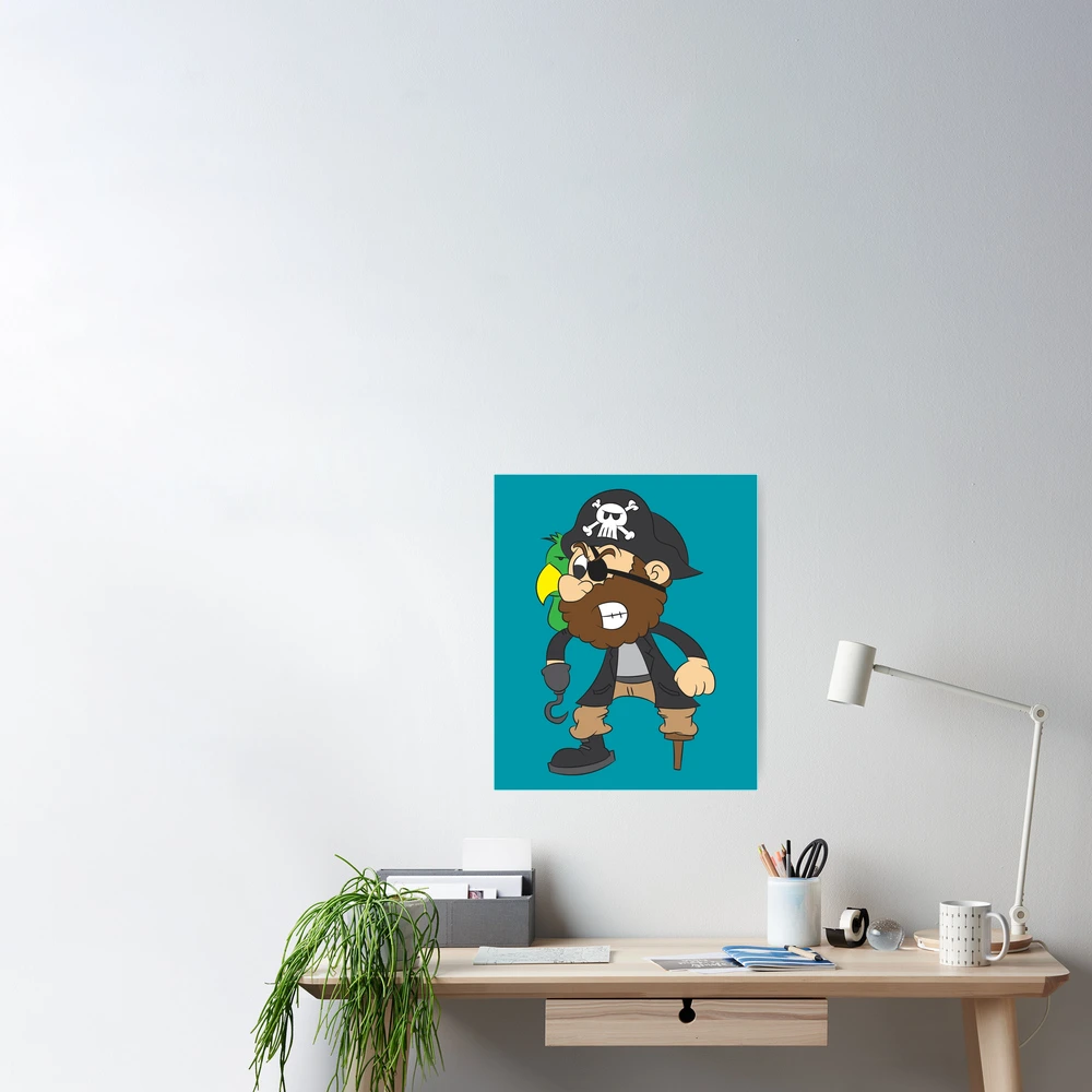 Pirate captain with parrot, eye patch, hook and wooden leg Art Board Print  for Sale by Mohja-Design