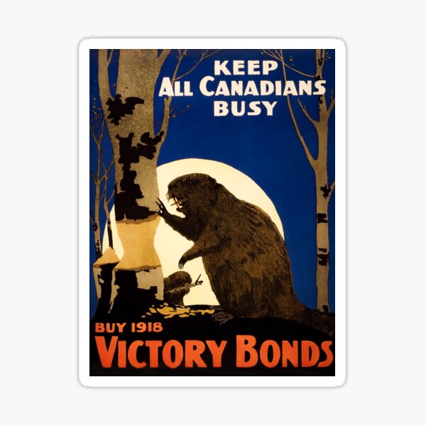 Vista previa del artículo con la obra «Mantener a todos los canadienses ocupados - Beaver WW1 Propaganda», diseñado y vendido por warishellstore.