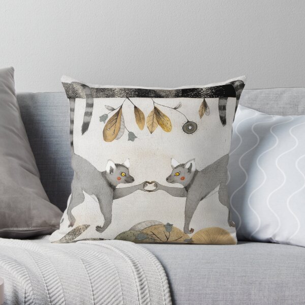 Lemurs In Love Throw Pillow