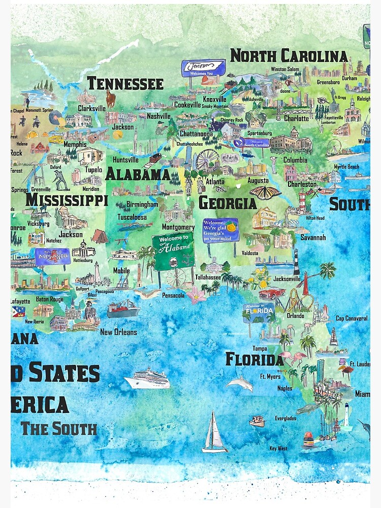 Cuaderno de espiral for Sale con la obra «Estados Unidos Estados Unidos del  Sur Viajes Mapa del Mapa Florida Louisiana Mississippi Arkansas Carolinas  Georgia» de artshop77