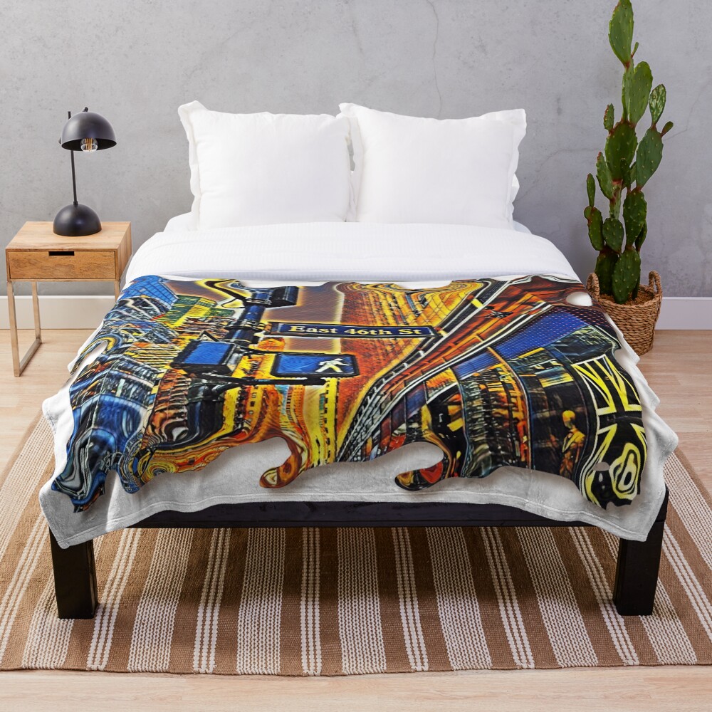 The melting avenue on a throw blanket
